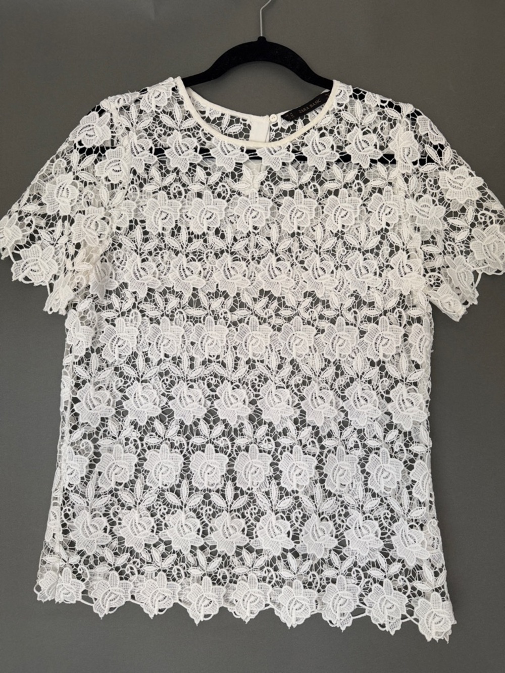 Zara Lace Top Zara White Floral Lace Short Sleeve Blouse NWOT